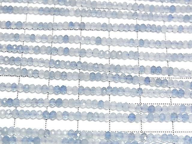 [Video]High Quality! Aquamarine AA+ Faceted Button Rondelle 2.5x2.5x2mm 1strand beads (aprx.15inch/37cm)