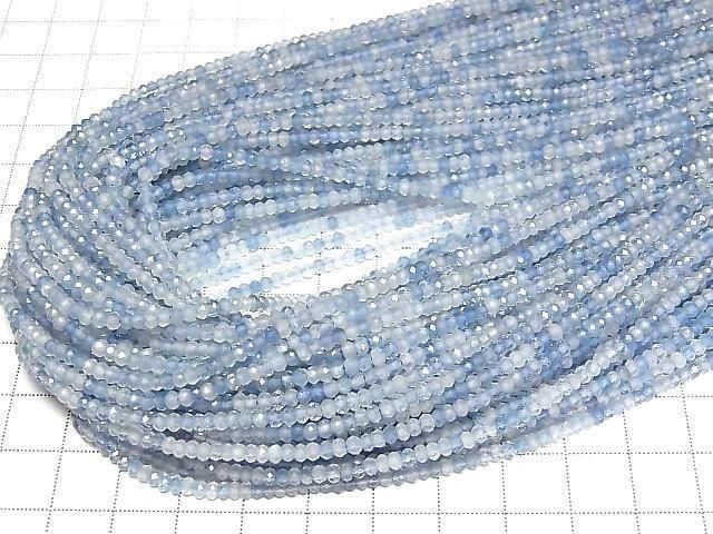 [Video]High Quality! Aquamarine AA+ Faceted Button Rondelle 2.5x2.5x2mm 1strand beads (aprx.15inch/37cm)