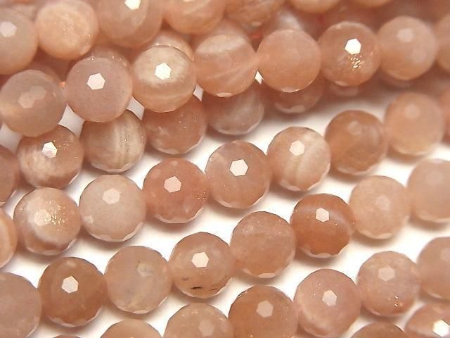 [Video] High Quality! Orange Moonstone AA++ 128 Faceted Round 6mm 1-strand beads (approx. 15 inch/36 cm)