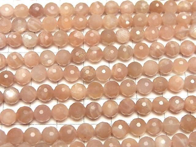 [Video] High Quality! Orange Moonstone AA++ 128 Faceted Round 6mm 1-strand beads (approx. 15 inch/36 cm)