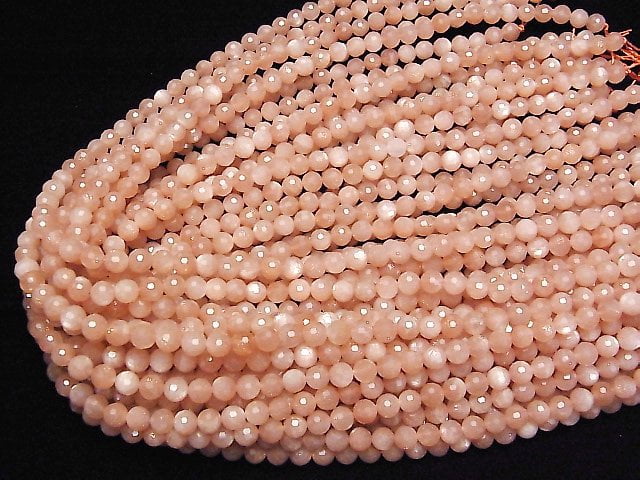 [Video]High Quality! Orange Moonstone AA++ 128Faceted Round 6mm 1strand beads (aprx.15inch/36cm)