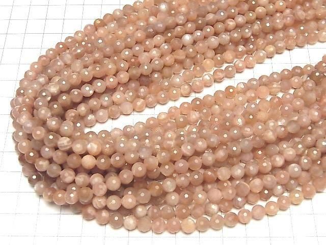 [Video] High Quality! Orange Moonstone AA++ 128 Faceted Round 6mm 1-strand beads (approx. 15 inch/36 cm)