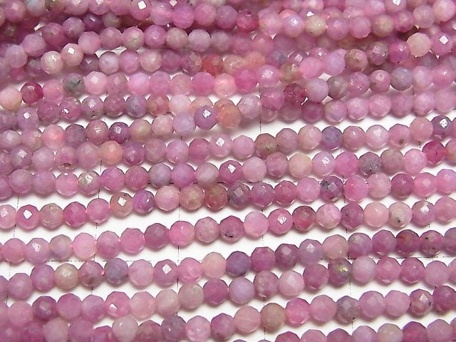 [Video]High Quality! Pink Sapphire AA+ Faceted Round 3mm 1strand beads (aprx.15inch/37cm)