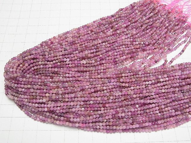 [Video]High Quality! Pink Sapphire AA+ Faceted Round 2.5mm 1strand beads (aprx.15inch/37cm)