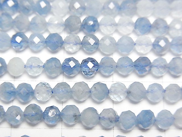 [Video]High Quality! Deep Blue Aquamarine AA++ Faceted Round 4mm 1strand beads (aprx.15inch/36cm)