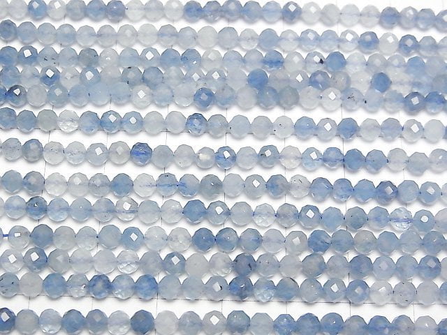 [Video]High Quality! Deep Blue Aquamarine AA++ Faceted Round 4mm 1strand beads (aprx.15inch/36cm)