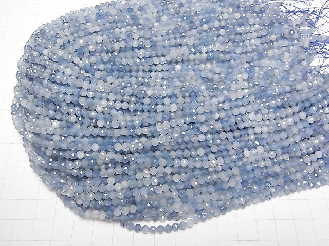 [Video]High Quality! Deep Blue Aquamarine AA++ Faceted Round 4mm 1strand beads (aprx.15inch/36cm)
