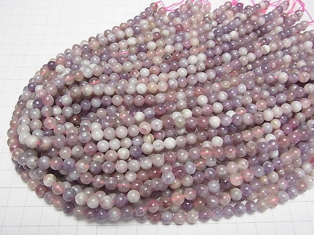 [Video]Lepidolite with pink Tourmaline Round 6mm 1strand beads (aprx.15inch/37cm)