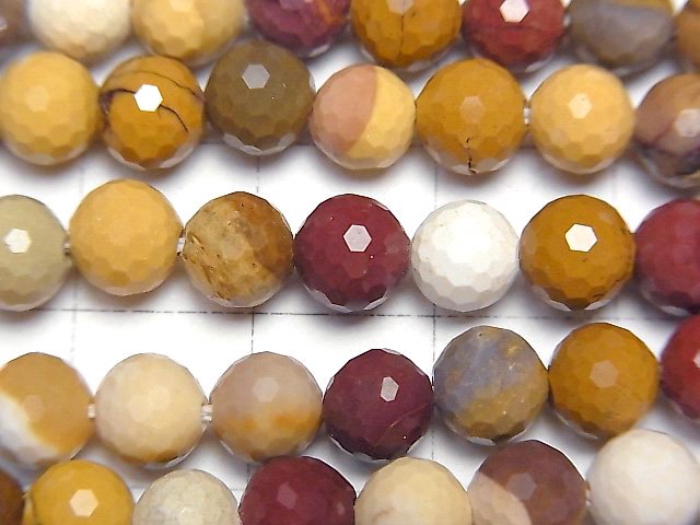 [Video]High Quality! Mookaite 128Faceted Round 6mm 1strand beads (aprx.14inch/35cm)