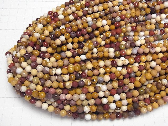 [Video]High Quality! Mookaite 128Faceted Round 6mm 1strand beads (aprx.14inch/35cm)