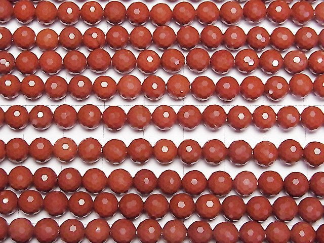 [Video]High Quality! Red Jasper 128Faceted Round 6mm 1strand beads (aprx.14inch/35cm)