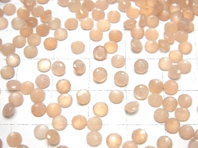 [Video]High Quality Peach Moonstone AAA Loose stone Round Faceted 4x4mm 10pcs