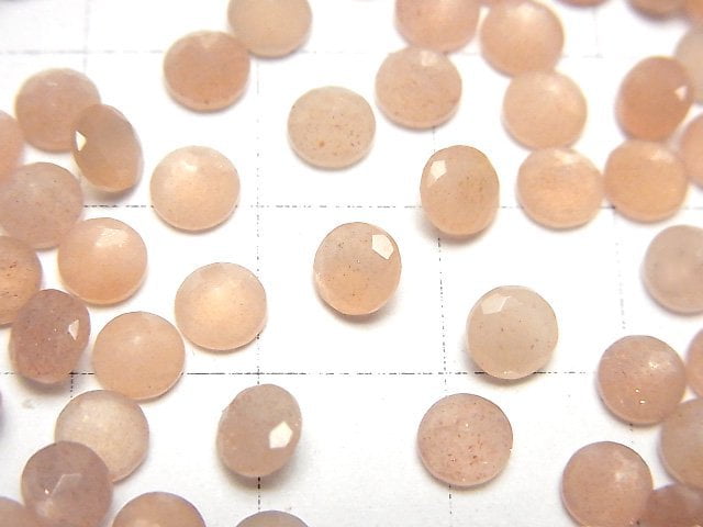 [Video]High Quality Peach Moonstone AAA Loose stone Round Faceted 5x5mm 10pcs