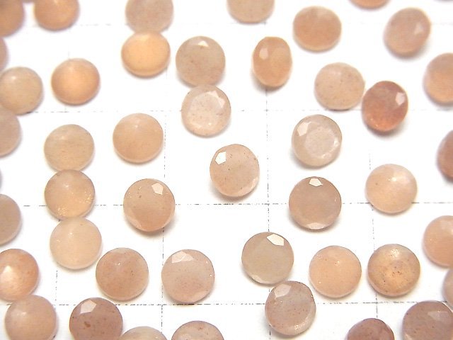 [Video]High Quality Peach Moonstone AAA Loose stone Round Faceted 5x5mm 10pcs