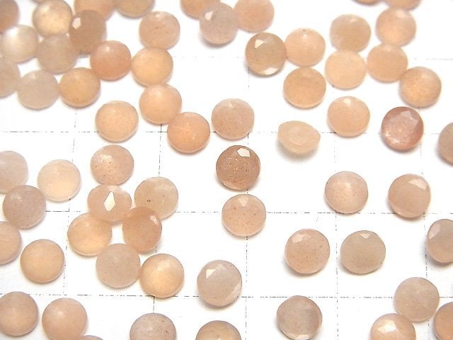 [Video]High Quality Peach Moonstone AAA Loose stone Round Faceted 5x5mm 10pcs