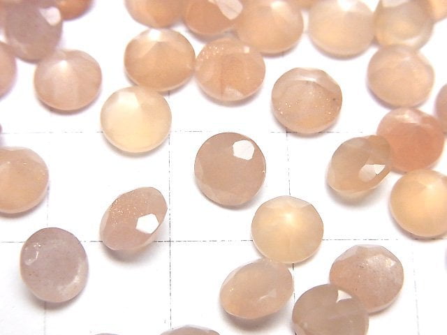 [Video]High Quality Peach Moonstone AAA Loose stone Round Faceted 6x6mm 5pcs