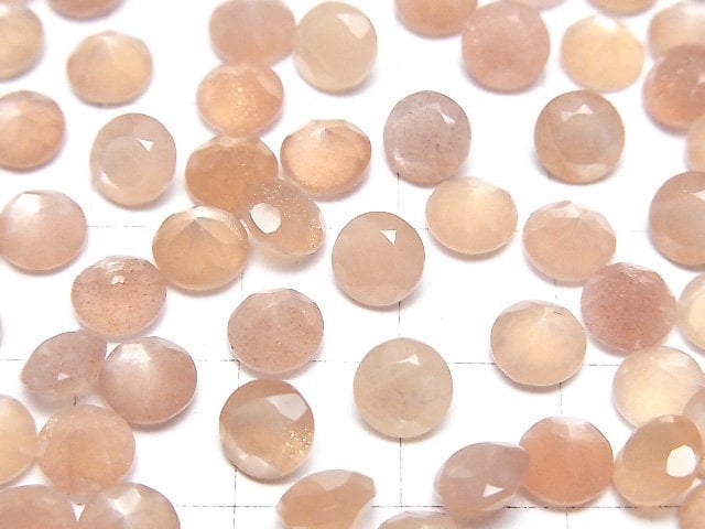 [Video]High Quality Peach Moonstone AAA Loose stone Round Faceted 6x6mm 5pcs