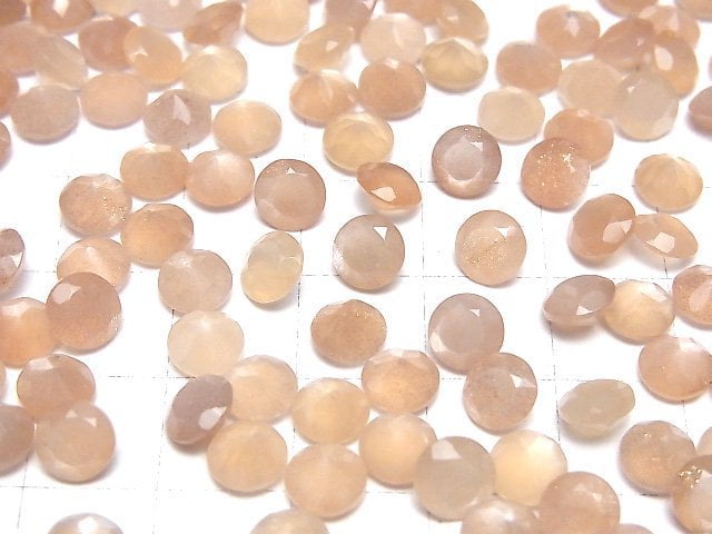 [Video]High Quality Peach Moonstone AAA Loose stone Round Faceted 6x6mm 5pcs