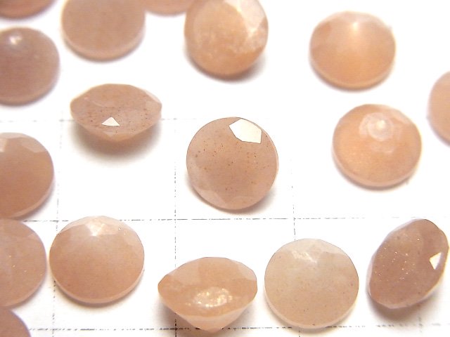 [Video]High Quality Peach Moonstone AAA Loose stone Round Faceted 8x8mm 4pcs
