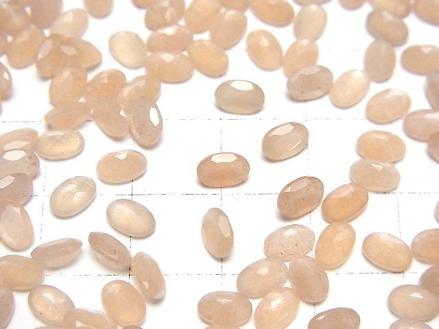 [Video]High Quality Peach Moonstone AAA Loose stone Oval Faceted 6x4mm 10pcs