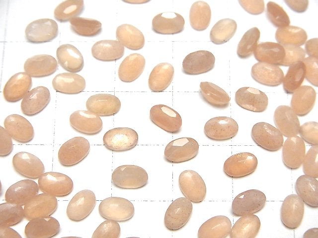 [Video]High Quality Peach Moonstone AAA Loose stone Oval Faceted 6x4mm 10pcs