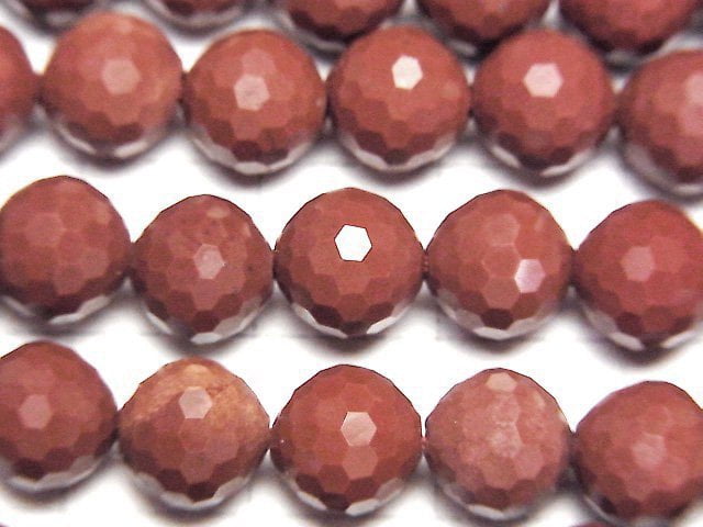 [Video]High Quality! Red Jasper 128Faceted Round 8mm 1strand beads (aprx.15inch/36cm)