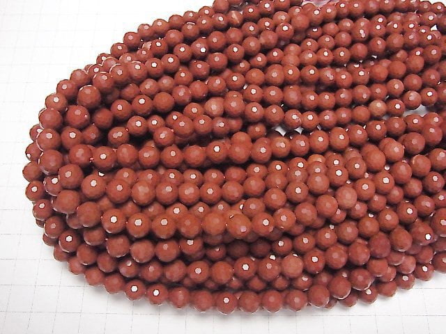 [Video]High Quality! Red Jasper 128Faceted Round 8mm 1strand beads (aprx.15inch/36cm)