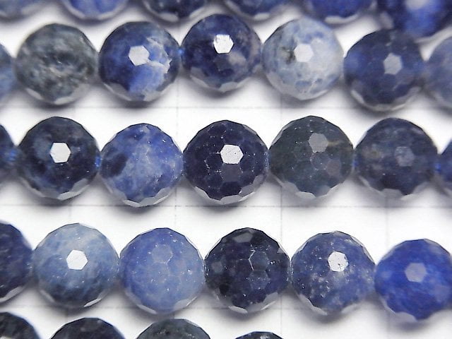 [Video]High Quality! Sodalite AA+ 128Faceted Round 8mm 1strand beads (aprx.15inch/36cm)