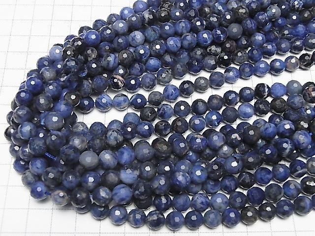 [Video]High Quality! Sodalite AA+ 128Faceted Round 8mm 1strand beads (aprx.15inch/37cm)