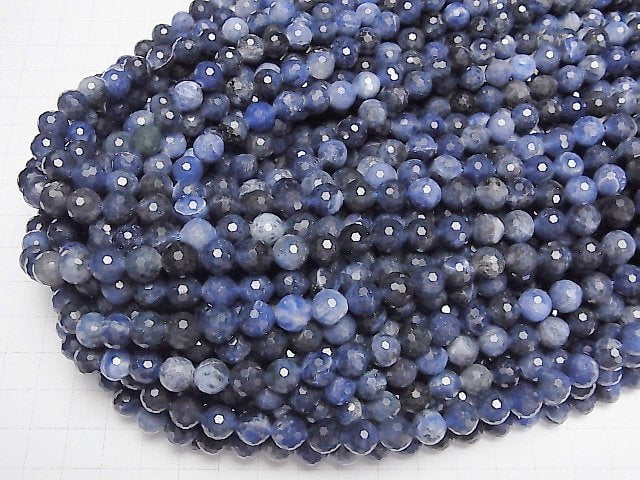 [Video]High Quality! Sodalite AA+ 128Faceted Round 8mm 1strand beads (aprx.15inch/36cm)