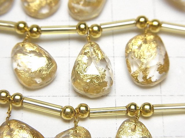 [Video] Doublet Crystal AAA Free Form Single Sided Rose Cut Gold half or 1strand beads (aprx.7inch/18cm)