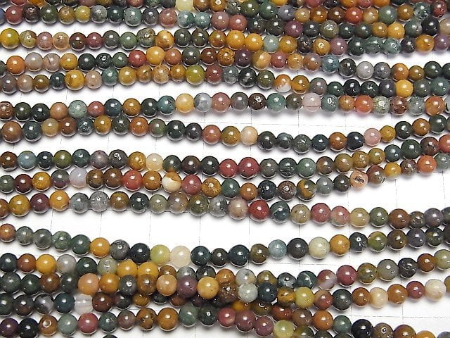 [Video] Madagascar Ocean Jasper Round 4mm 1strand beads (aprx.14inch/35cm)