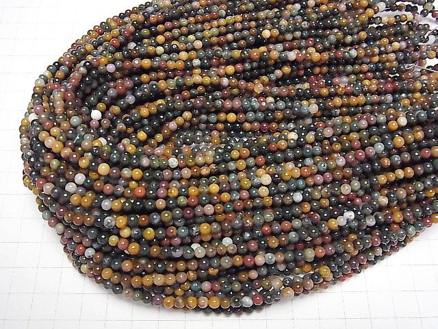 [Video] Madagascar Ocean Jasper Round 4mm 1strand beads (aprx.14inch/35cm)