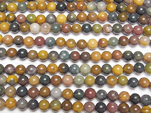 [Video] Madagascar Ocean Jasper Round 6mm 1strand beads (aprx.14inch/35cm)