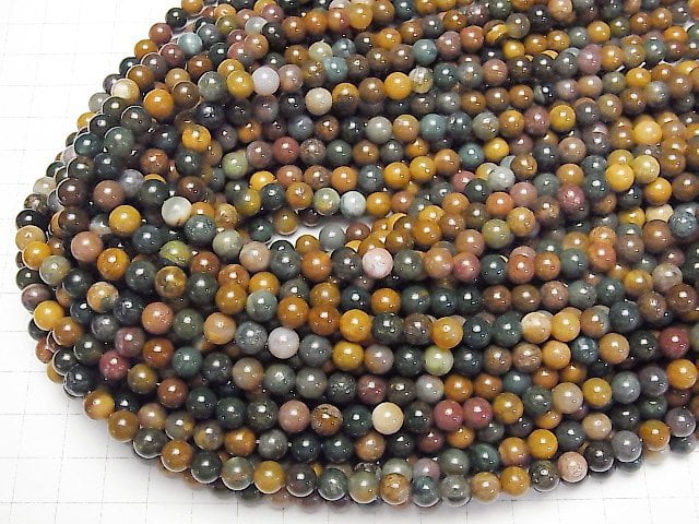 [Video] Madagascar Ocean Jasper Round 6mm 1strand beads (aprx.14inch/35cm)