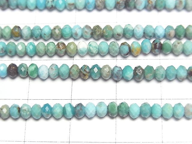 [Video]Turquoise AA++ Faceted Button Roundel 3x3x2.5mm half or 1strand beads (aprx.15inch/36cm)