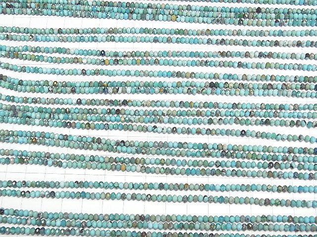 [Video]Turquoise AA++ Faceted Button Roundel 3x3x2.5mm half or 1strand beads (aprx.15inch/36cm)