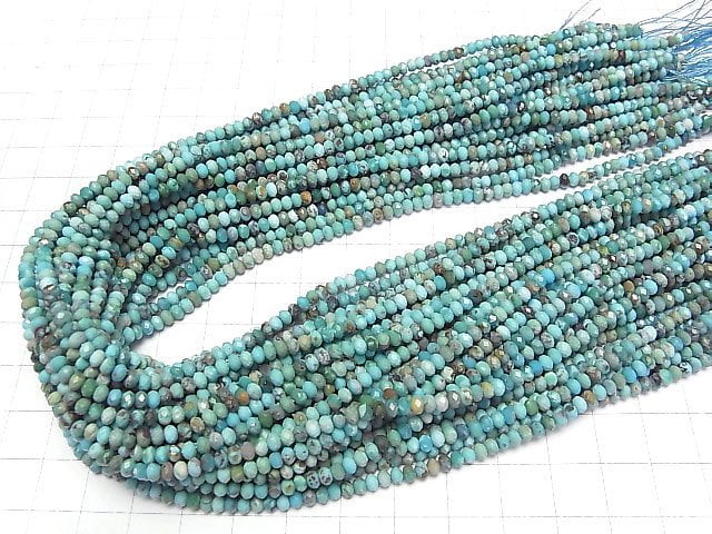 [Video]Turquoise AA++ Faceted Button Roundel 3x3x2.5mm half or 1strand beads (aprx.15inch/36cm)