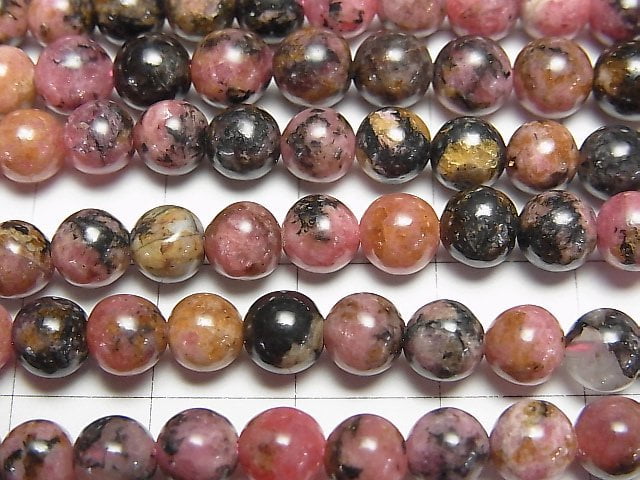 [Video]Dendric Rhodonite Round 6mm 1strand beads (aprx.15inch/37cm)