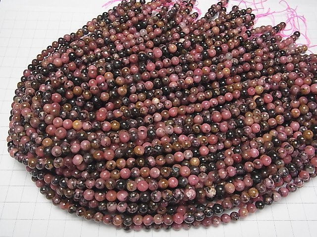 [Video]Dendric Rhodonite Round 6mm 1strand beads (aprx.15inch/37cm)