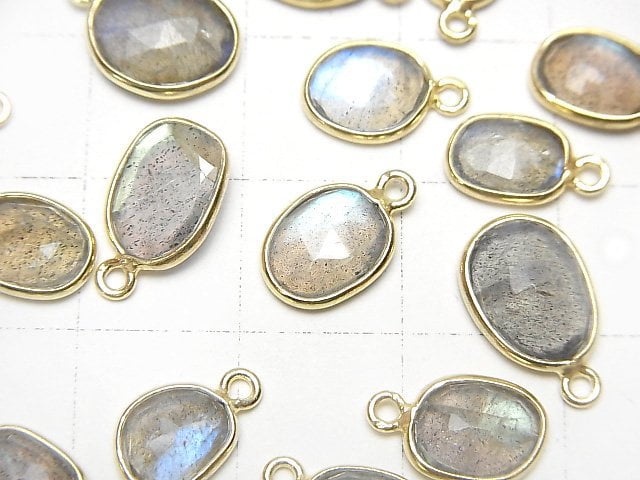 [Video] High Quality Labradorite AAA Bezel Setting Freeform Rose Cut [One Side ] 18KGP 4pcs