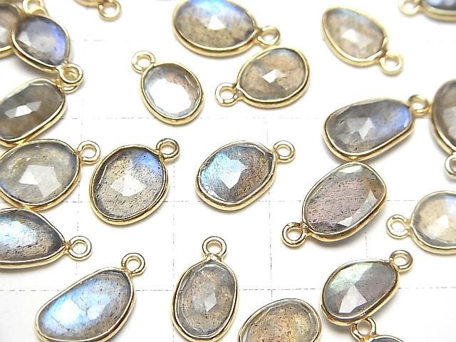 高品質拉長石 AAA 包鑲 自由形 玫瑰切割 [單面] 18KGP 5件