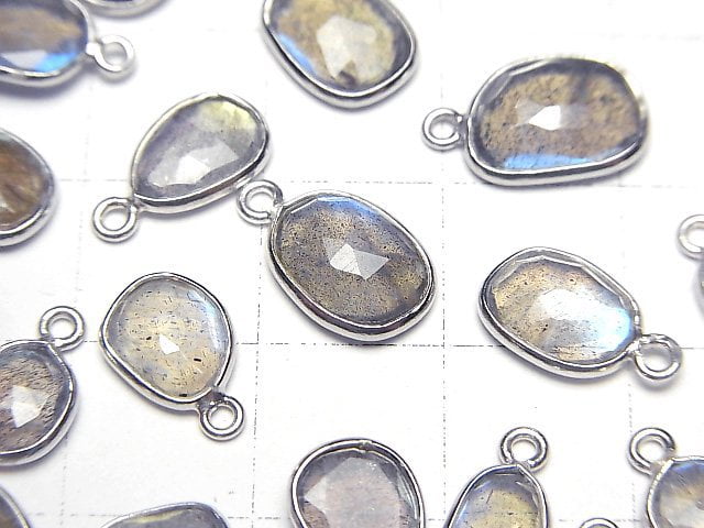 [Video] High Quality Labradorite AAA Bezel Setting Freeform Rose Cut [One Side ] Silver925 4pcs