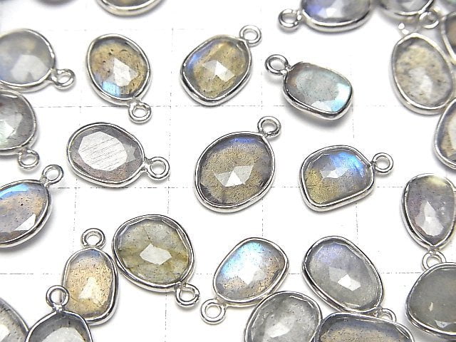 [Video] High Quality Labradorite AAA Bezel Setting Freeform Rose Cut [One Side ] Silver925 4pcs