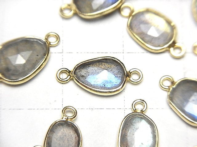[Video] High Quality Labradorite AAA Bezel Setting Freeform Rose Cut [Both Side ] 18KGP 4pcs