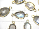 [Video] High Quality Labradorite AAA Bezel Setting Freeform Rose Cut [Both Side ] 18KGP 4pcs