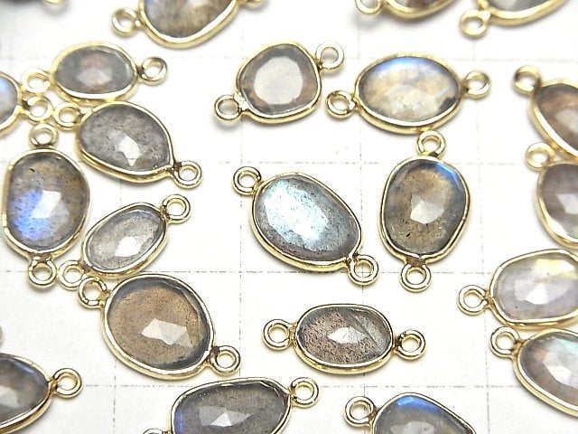 [Video] High Quality Labradorite AAA Bezel Setting Freeform Rose Cut [Both Side ] 18KGP 4pcs