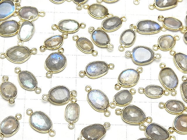 [Video] High Quality Labradorite AAA Bezel Setting Freeform Rose Cut [Both Side ] 18KGP 4pcs