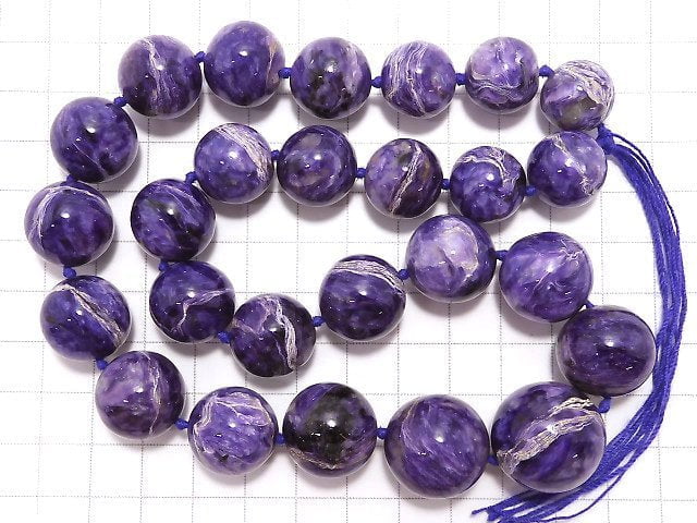 [Video][One of a kind] Charoite AAA Round 14-20.5mm Size Gradation 1strand beads (aprx.19inch/47cm) NO.1