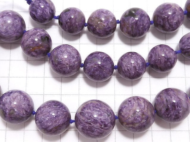 [Video][One of a kind] Charoite AAA Round 15-21mm Size Gradation 1strand beads (aprx.19inch/48cm) NO.2